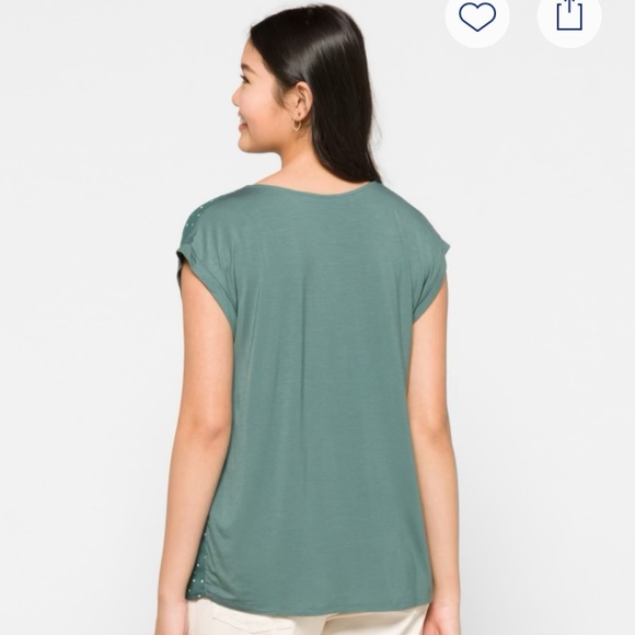 EUC!! PAPERMOON Reece Mixed Material Teal Blouse - Size L - Picture 3 of 9